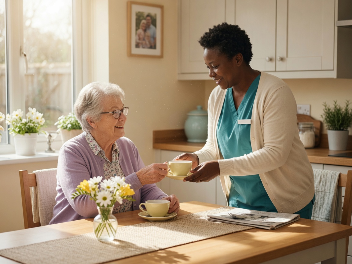 Caregiver providing warm personal care support at home
